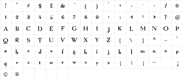 Edith Normal  glyph index