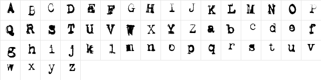 Metalic Avacodo Regular  glyph index