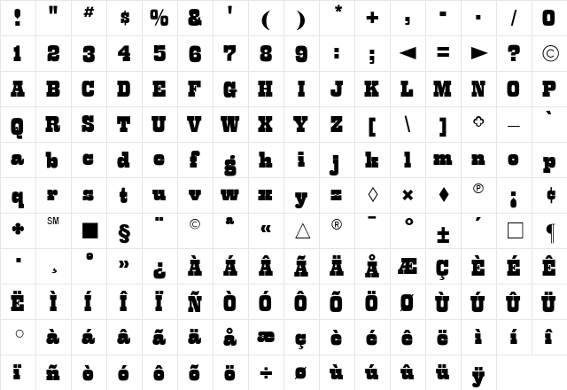 CgBarnumBlock Medium  glyph index