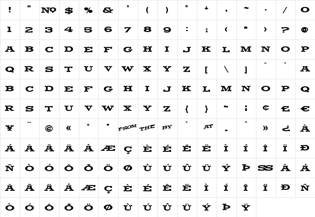 LHF Fancy Full Round REG Regular  glyph index