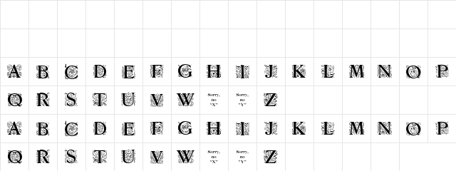 Racing History Regular  glyph index