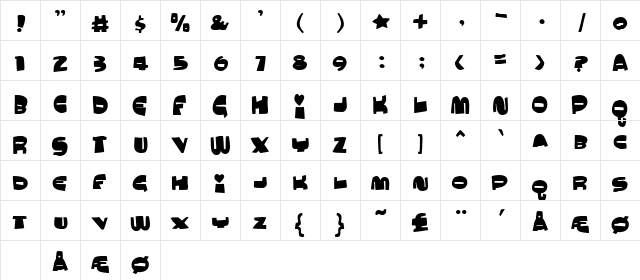 MuchoMacho Regular  glyph index