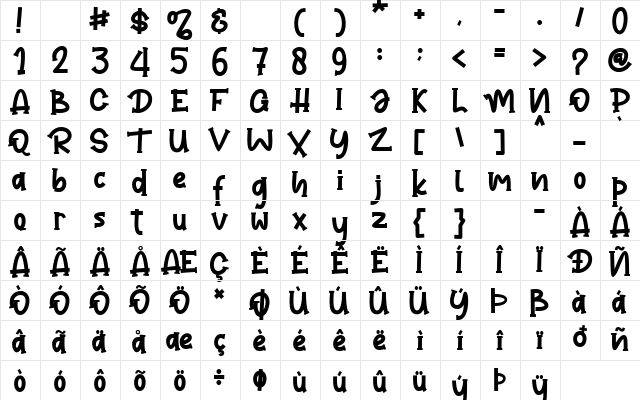 Love America Regular  glyph index