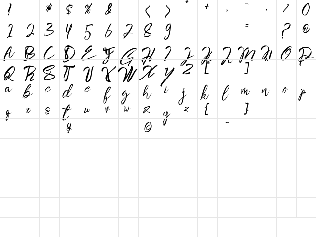 Hati Regular  glyph index
