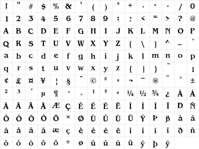 WandSSK Bold  glyph index