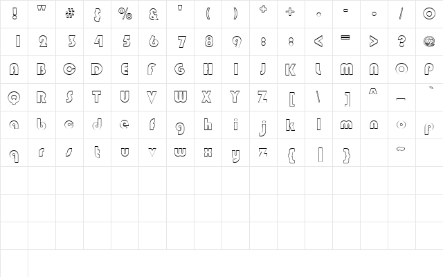 MumboOutlineSSK Regular  glyph index