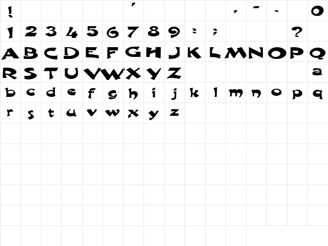 Darkness 1 Regular  glyph index