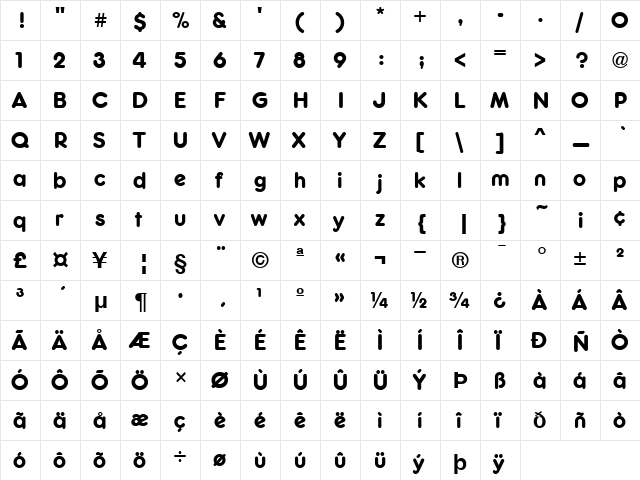 PT Schoolhouse Normal  glyph index