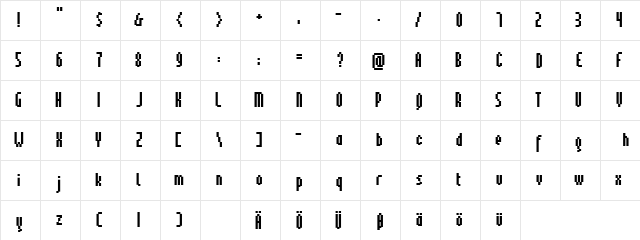 pinx Black  glyph index