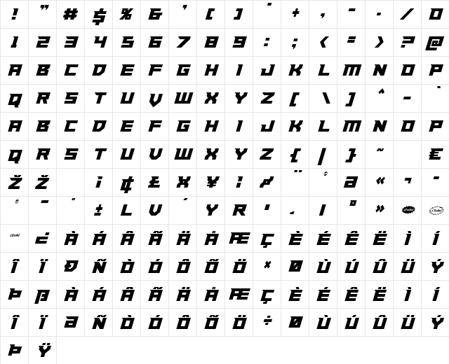 Paladins Condensed Condensed  glyph index