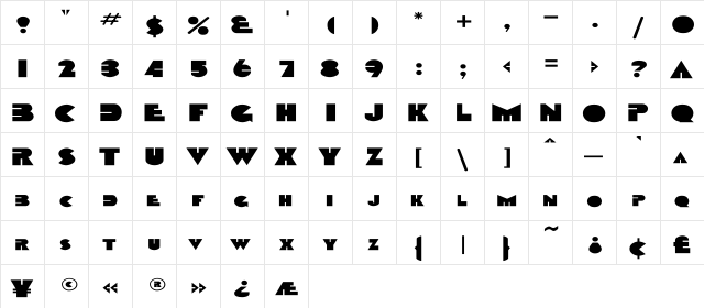 Sharkstooth Wd Regular  glyph index