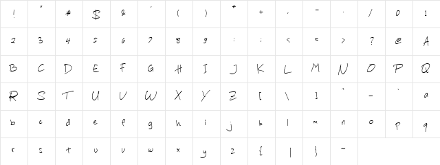 Tanpa Kata Regular  glyph index