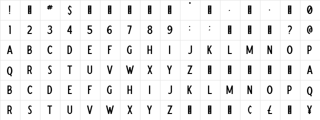 Cemoro Regular  glyph index