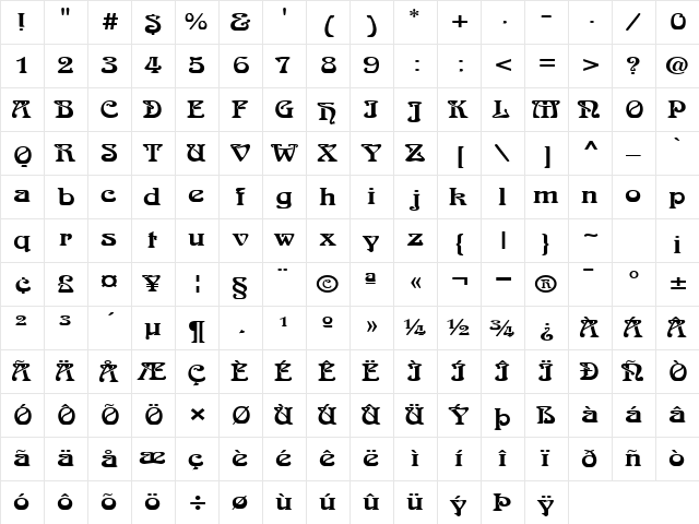 Lalique Black  glyph index