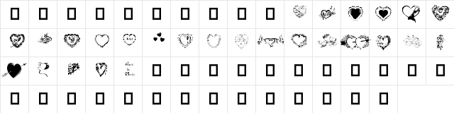 Hearts by Darrian Semi-expanded  glyph index