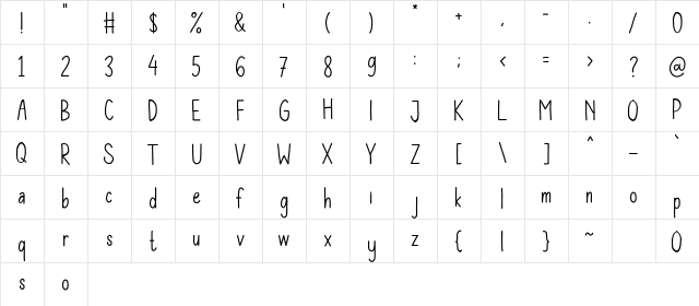 Vernal Park Regular  glyph index