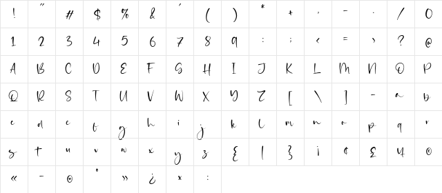 Thinker Justice Regular  glyph index