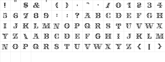Fantasia Plain  glyph index