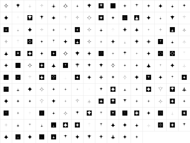 Daiyamondo Regular  glyph index