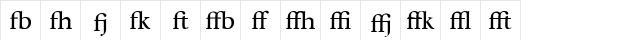 Whitenights LT Std RegularLig Regular  glyph index