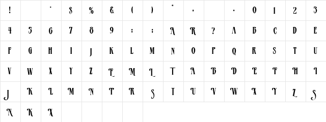 MADELAINE Regular  glyph index