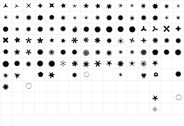 SternStella Night  glyph index