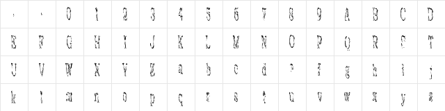 Mighty Chicken Scratch Regular  glyph index