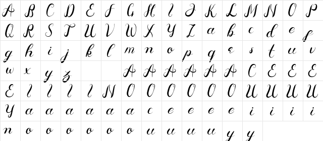 Aldira Demo Regular  glyph index