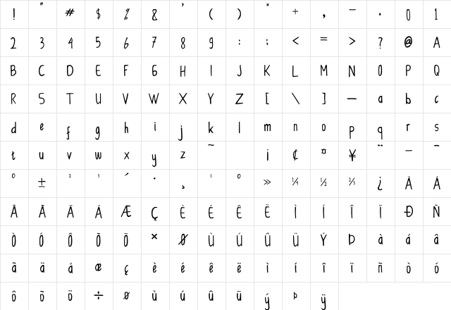 CollBesT Regular  glyph index
