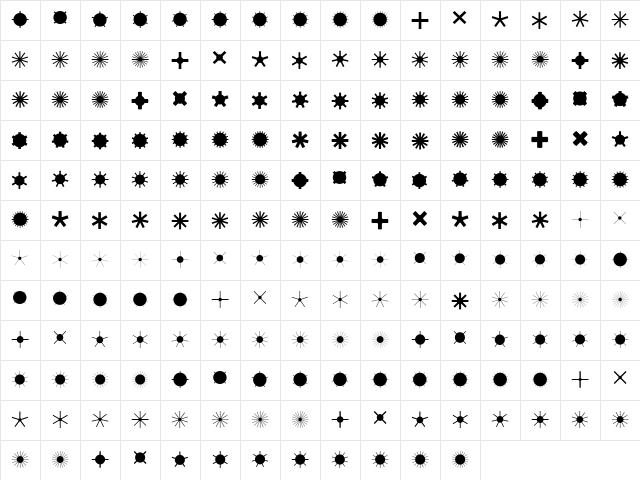 Jirai Regular  glyph index