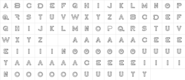 Maxwell Leonard Demo Outline Regular  glyph index
