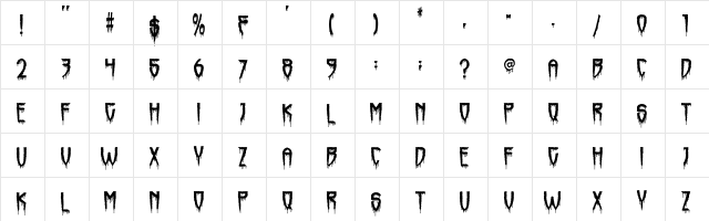 Horrorfind Regular  glyph index