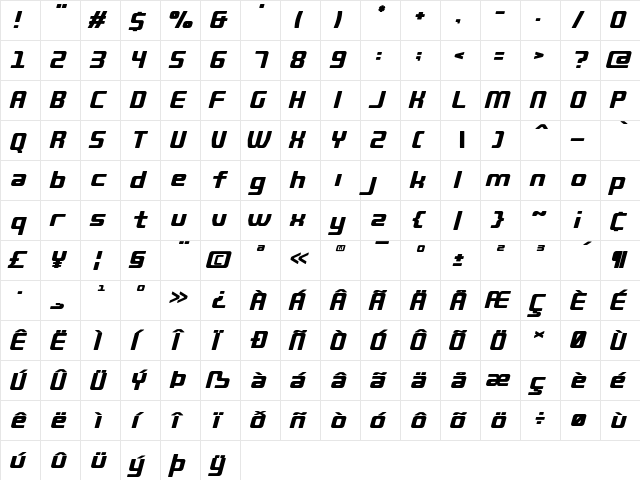 QUUB Black_Italic_R  glyph index