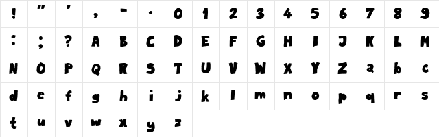 Milord Book Regular  glyph index