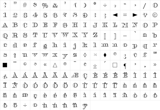 CgBarclayOpen Medium  glyph index