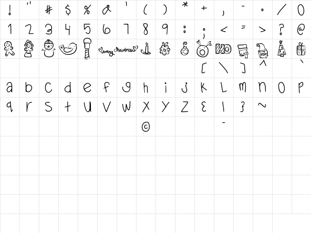 MTF Kinder Rules Regular  glyph index