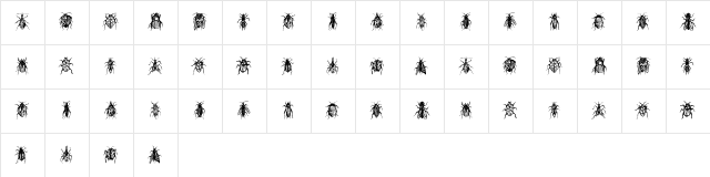 Buggys Regular  glyph index