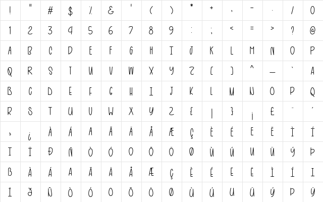 Hot and Black Tea Regular  glyph index