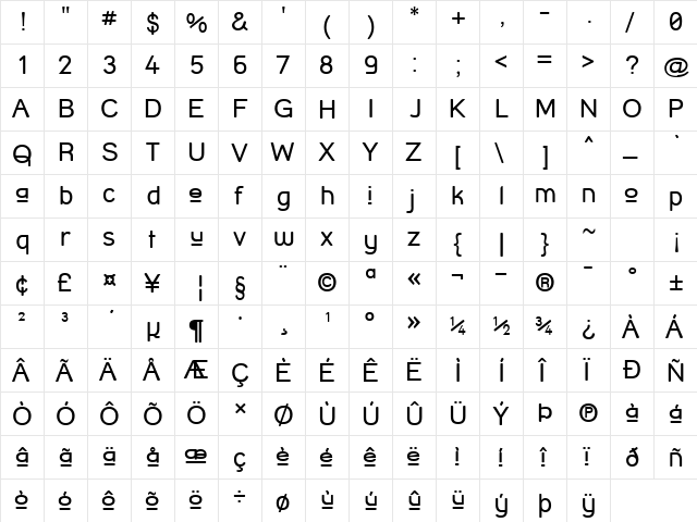 Street Corner Upper Regular  glyph index