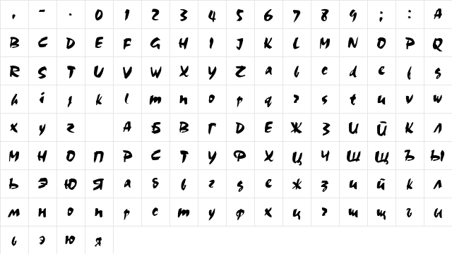 Choc Choc  glyph index