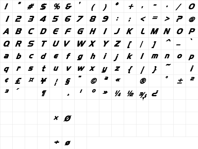 AF PEPSI Regular  glyph index