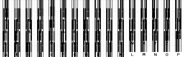 IDAutomationHC39M Free Version Regular  glyph index