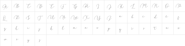 Walty Script Regular  glyph index