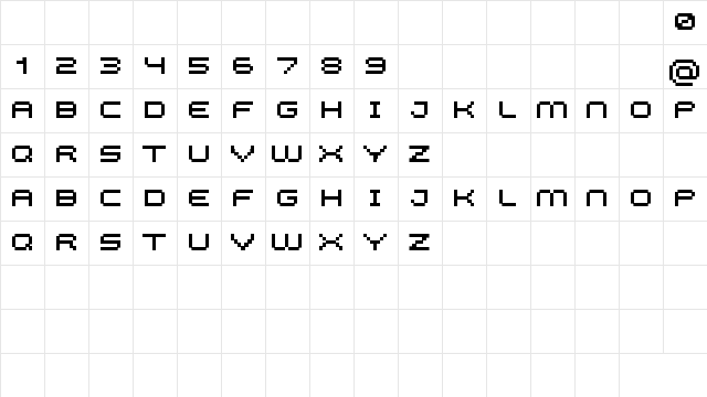 Uncondensed Regular  glyph index