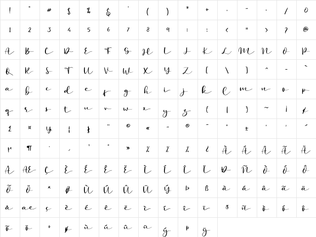 Soulwave - Personal Use Regular  glyph index