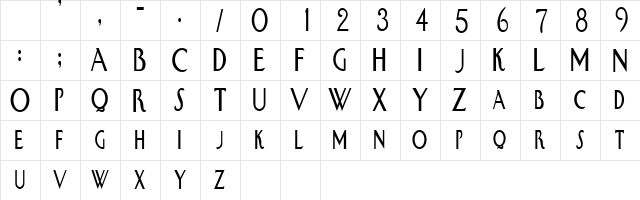 SwanCondensed Regular  glyph index