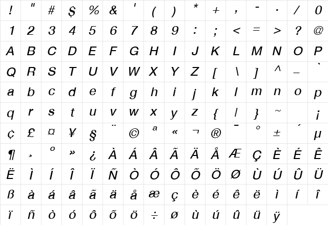 Heavenetica5P SBldOblSH  glyph index