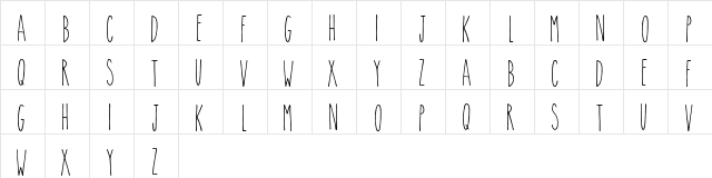 The Skinny Regular  glyph index