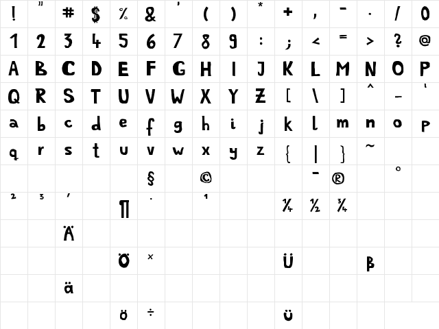 SimpleLife Regular  glyph index