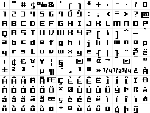 FFF Estudio Thin Bold Extended Regular  glyph index